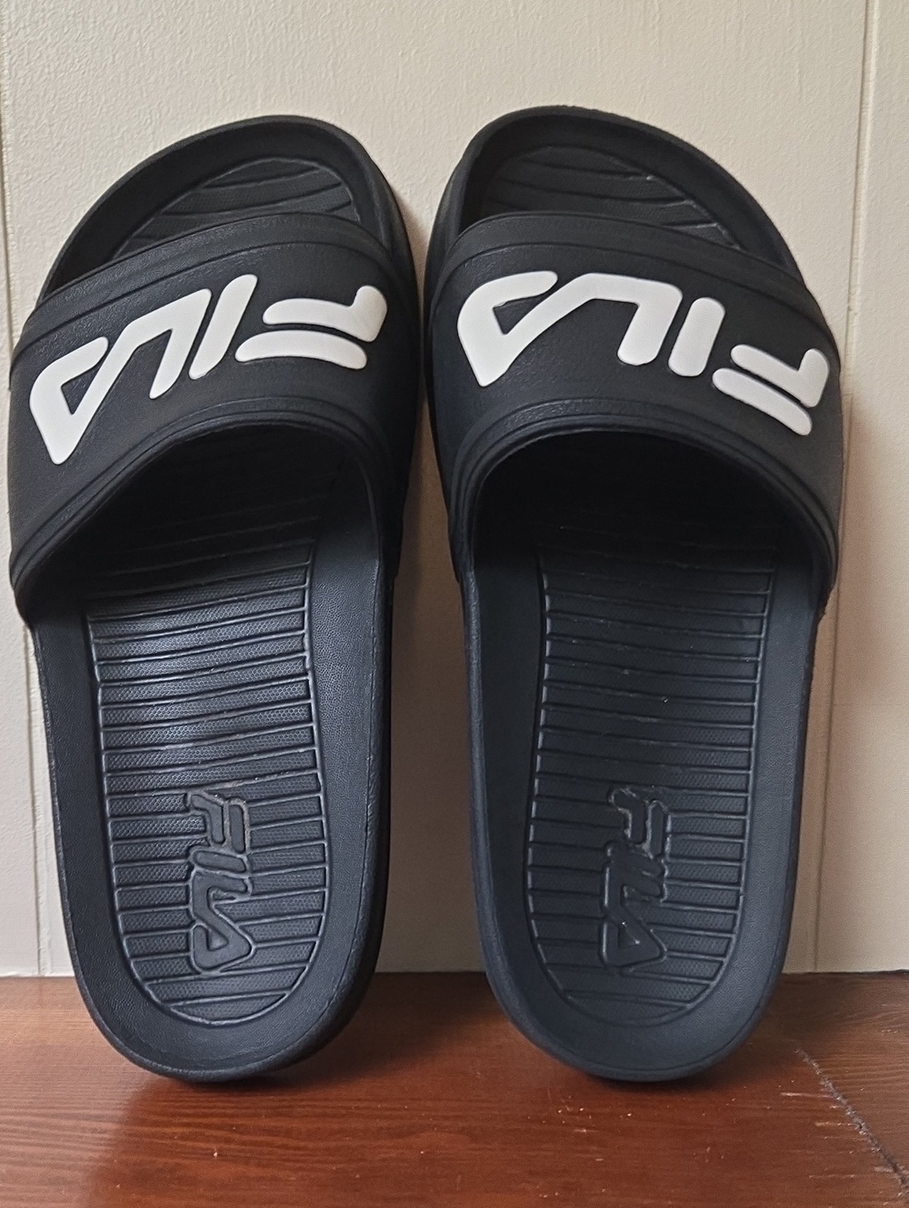 Fila Black Slides with White Logo